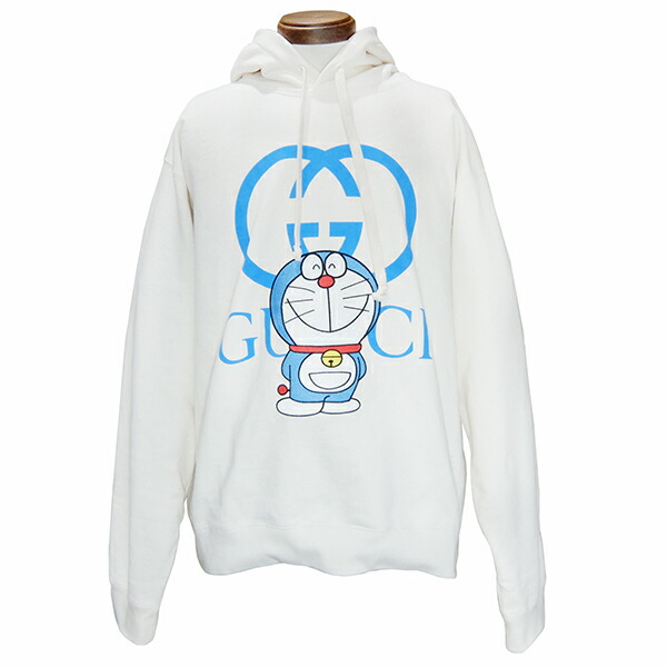 6 26 1時までポイント5倍 グッチ Gucci パーカー Doraemon Gucci コットン スウェットシャツ コットン アイボリー ドラえもんコラボ フード付き 長袖 L メンズ レディース ユニセックス定番 人気 美品 中古 Andapt Com