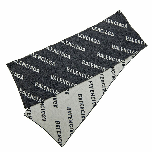 バレンシアガ Balenciaga マフラー ロゴ ウール ポリエステル グレー 白 aw メンズ レディース ユニセックス定番 人気 美品 中古 Andapt Com