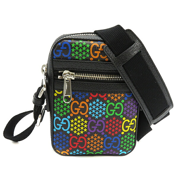 グッチ Gucci 肩口鞄 Ggサイケデリック Pvc 革 ニグロ マルチ色彩 使い番バッグ Gg スター柄 シルバーグレー金具 メンズ レディース ユニセックス 備蓄バッグ 定番 受けが良いこと 美品 中古 新品未勤倹 グッチ Gucci Ggサイケデリック 嚢 かばん カバン