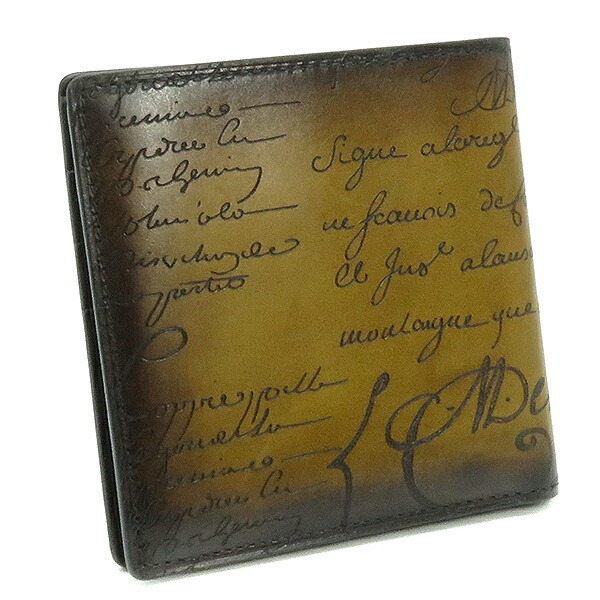 ベルルッティ Berluti 二つ折り財布 Makore マコレ コンパクトウォレット ヴェネチアンレザー Tobacco Bis ブラウン カリグラフィ ガンメタル金具 メンズ 箱 定番 人気 美品 中古 Rvcconst Com