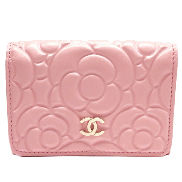 最大3万円割引クーポン 9 15 シャネル Chanel 三つ折り財布 カメリア スモールフラップ ラムスキン ピンク 新品 未使用 ゴールド金具 Ap0116 レディース 箱 定番 人気 美品 中古 Gscbor Com