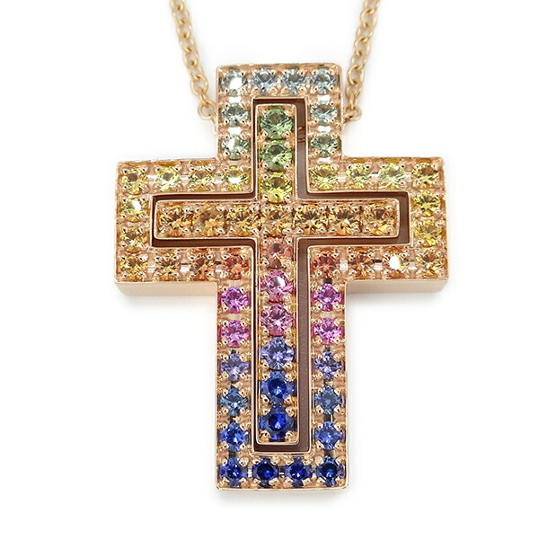 ダミアーニ Damiani ネックレス ベルエポック アニバーサリーモデル 95周年 K18pg ダイヤモンド サファイヤ ピンクゴールド 十字架 クロス 18金 750 メンズ レディース ユニセックス 箱 定番 人気 美品 中古 Ipag Org