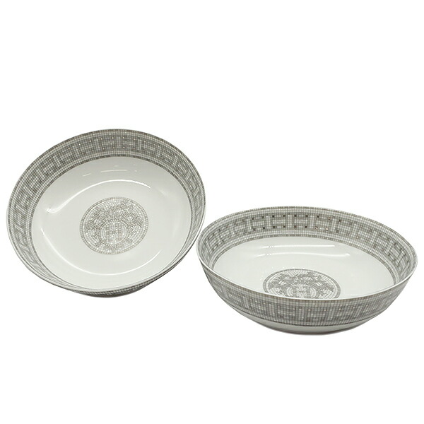 エルメス HERMES モザイク ヴァンキャトル シリアルプレート ペア 17cm 特売新入荷特価 HERMES プレート2枚組 食器