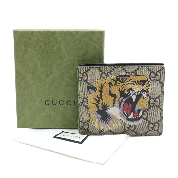 希少】 GUCCI グッチ 2つ折り財布 財布 タイガー 虎 GG スプリーム-