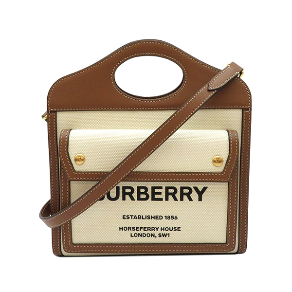 驚きの値段 バーバリー BURBERRY 2WAYバッグ ツートン ミニ ポケット