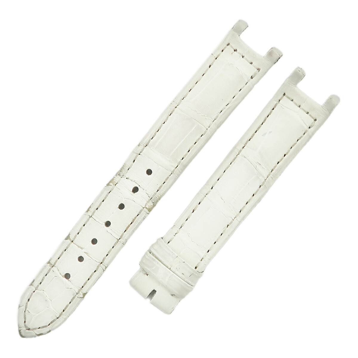 カルティエ Cartier パシャ用 クロコバンド 純正 替え ベルト ストラップ 15ｍｍ 白 レディース 腕時計 【中古】