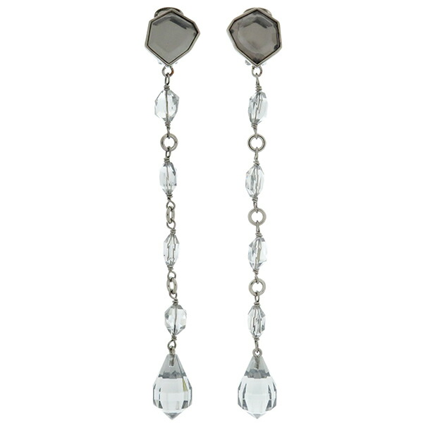 【PRADA】Prada Symbole drop シルバー ピアス ロゴ ドロップ 黒 Prada - ロゴマーク入り ピアス | HBX - ハイプビースト