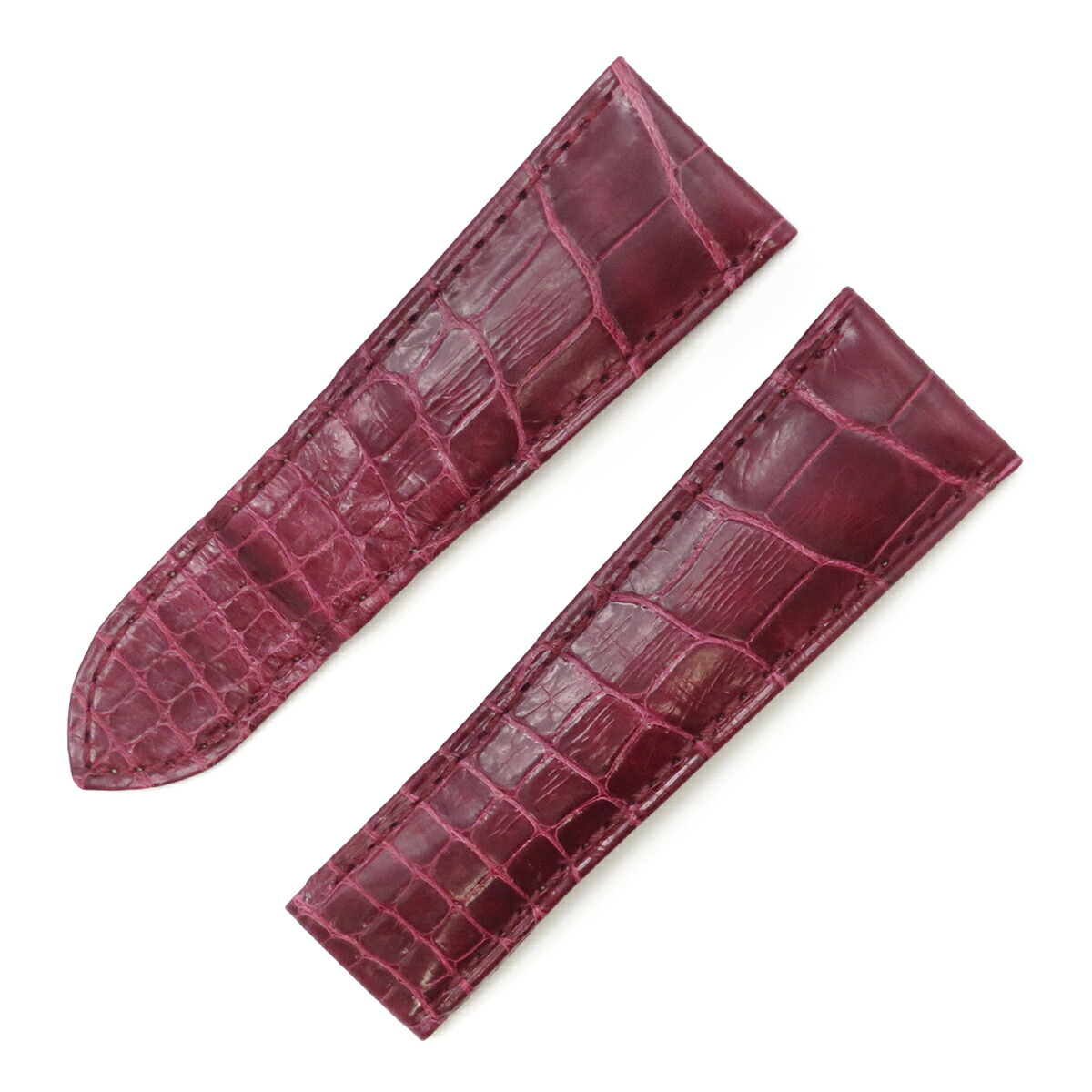 ＼ポイント10倍 &最大5万円割引クーポン4/4 20時から／ カルティエ Cartier 純正 替え クロコ バンド ベルト ストラップ ショート丈 Dバックル用 23ｍｍ ボルドー メンズ 腕時計 【中古】