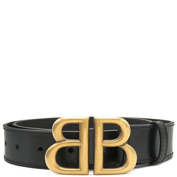 【美品】BALENCIAGA ロゴ入り ブラックレザーベルト BALENCIAGA レザー ベルト ロゴ入り 3.5cm | ミスターポーター