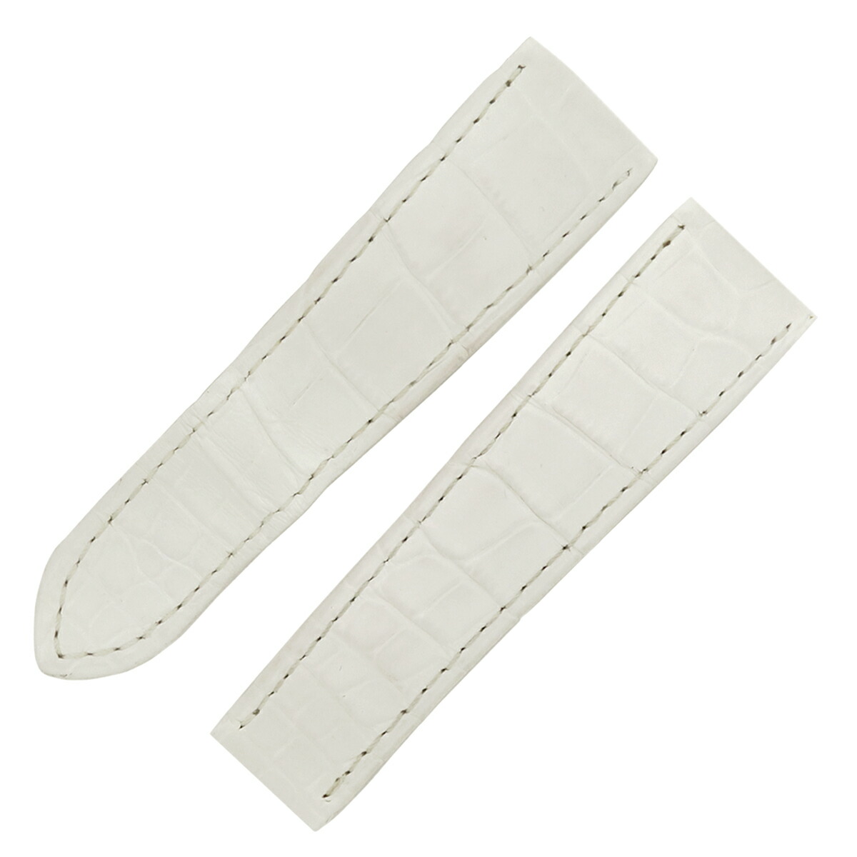 カルティエ Cartier 純正 Dバックル用 クロコ ベルト バンド ストラップ 22ｍｍ ホワイト 白 メンズ 腕時計 【中古】