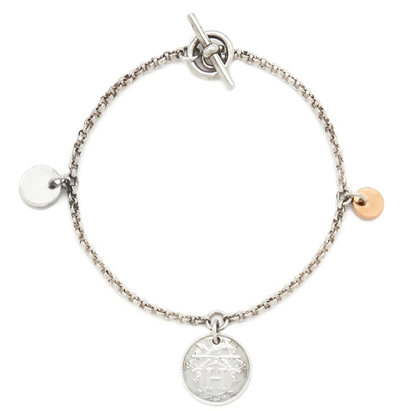 ＼ポイント2倍 &最大5万円割引クーポン4/4 20時から／ エルメス HERMES ブレスレット エクスリブリス PM シルバー925 K18PG シルバーXピンクゴールド SH SV925 AG925 Au750 18K H120440B 00SH 【箱】【中古】