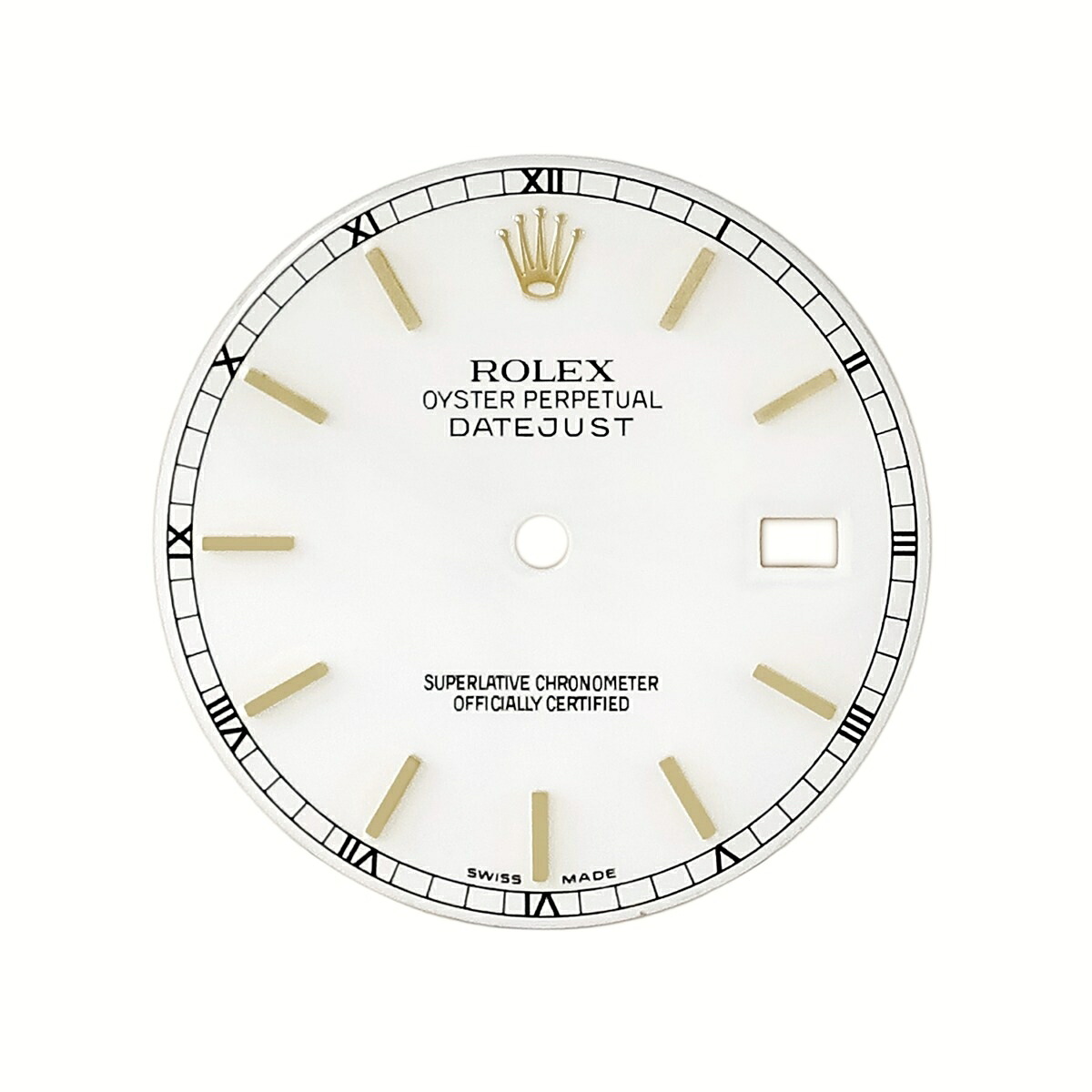 ロレックス ROLEX 腕時計パーツ 純正 デイトジャスト用 ダイアル ステンレススチール ホワイト 替え 文字盤 ホワイト 三針セット 交換 トリチウム 【中古】