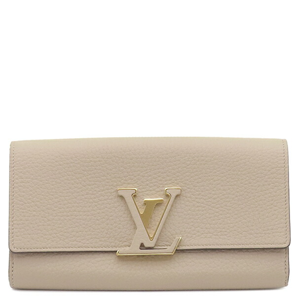 ルイヴィトン LOUIS VUITTON 長財布 ポルトフォイユ カプシーヌ トリヨンレザー ガレ ゴールド金具 グレージュ N61249 RFID 【箱】【中古】