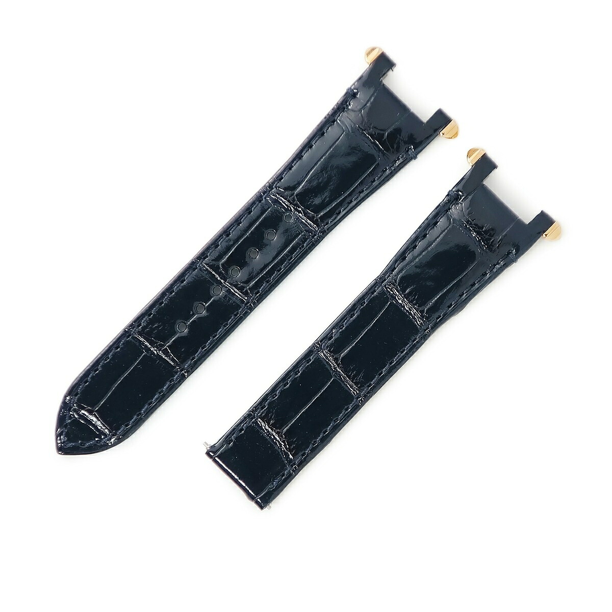 カルティエ Cartier 腕時計パーツ 純正 パシャ用 クロコバンド クロコダイル K18PG ダークネイビー 未使用 ベルト ストラップ 19mm 紺 ダークネイビー シャイニー 【中古】