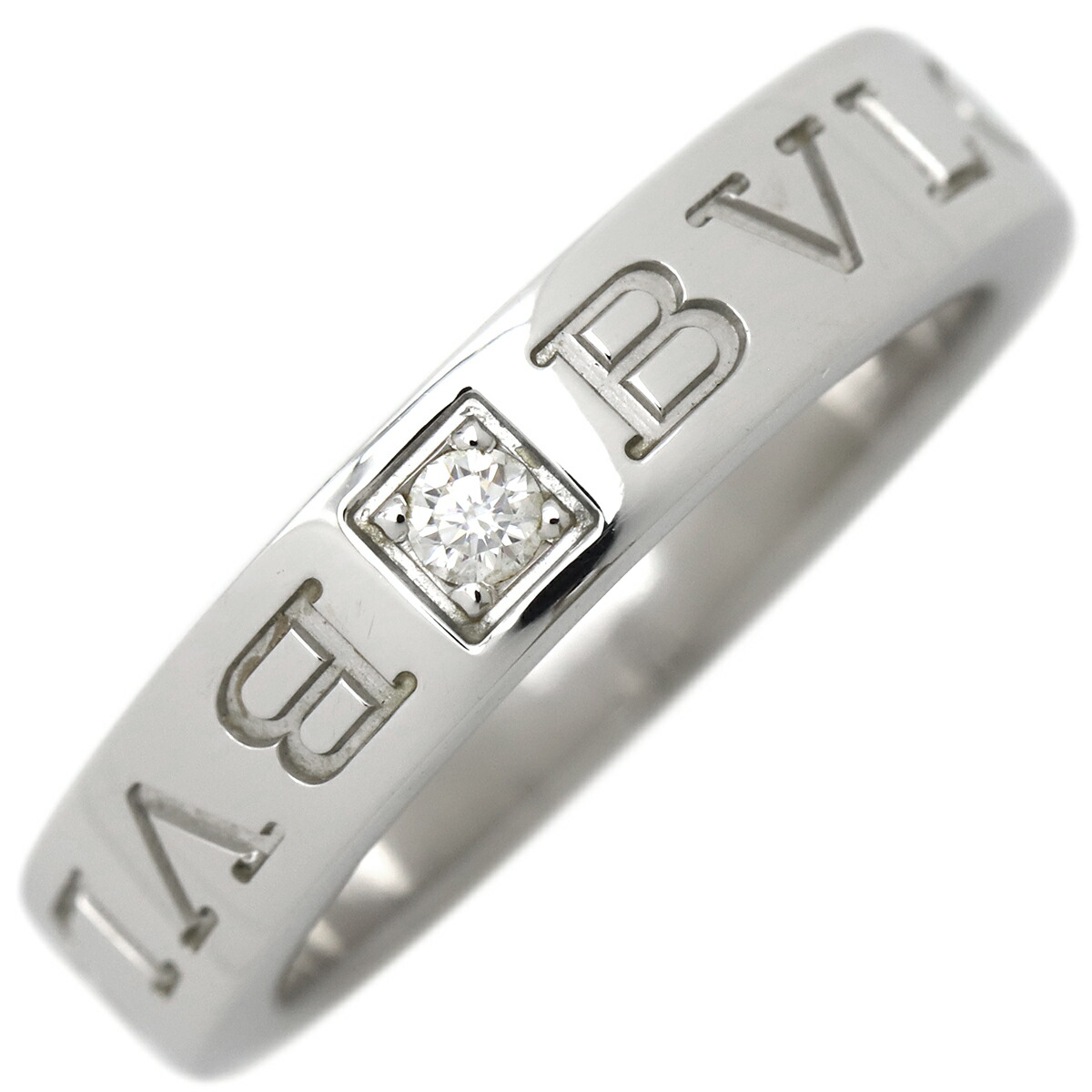 【BVLGARI】ダブルロゴリング　14号　ホワイトゴールド BVLGARI】ダブルロゴリング 14号 ホワイトゴールド