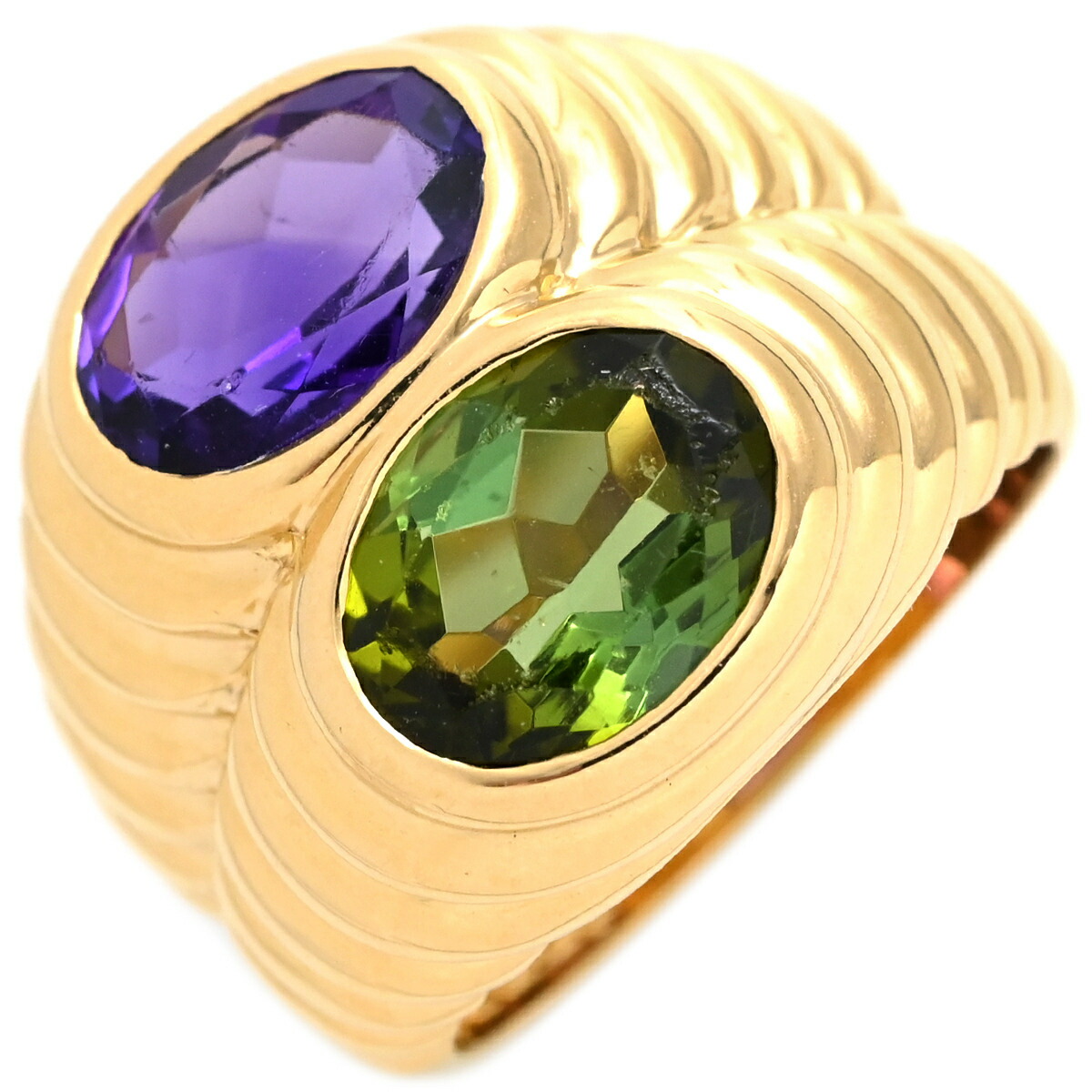 ブルガリ K18 ペリドット トルマリン ドッピオ バチェラート ハート 13号 ブルガリ K18 ペリドット トルマリン ドッピオ バチェラート ハート 13