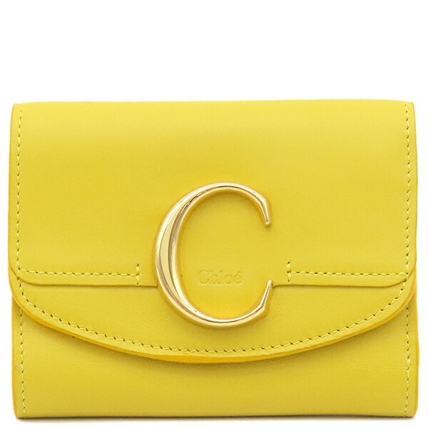 新品未使用　箱付き　Chloe クロエ　折り財布　三つ折り　ロゴグラム　イエロー 新品未使用 箱付き Chloe クロエ 折り財布 三つ折り ロゴグラム