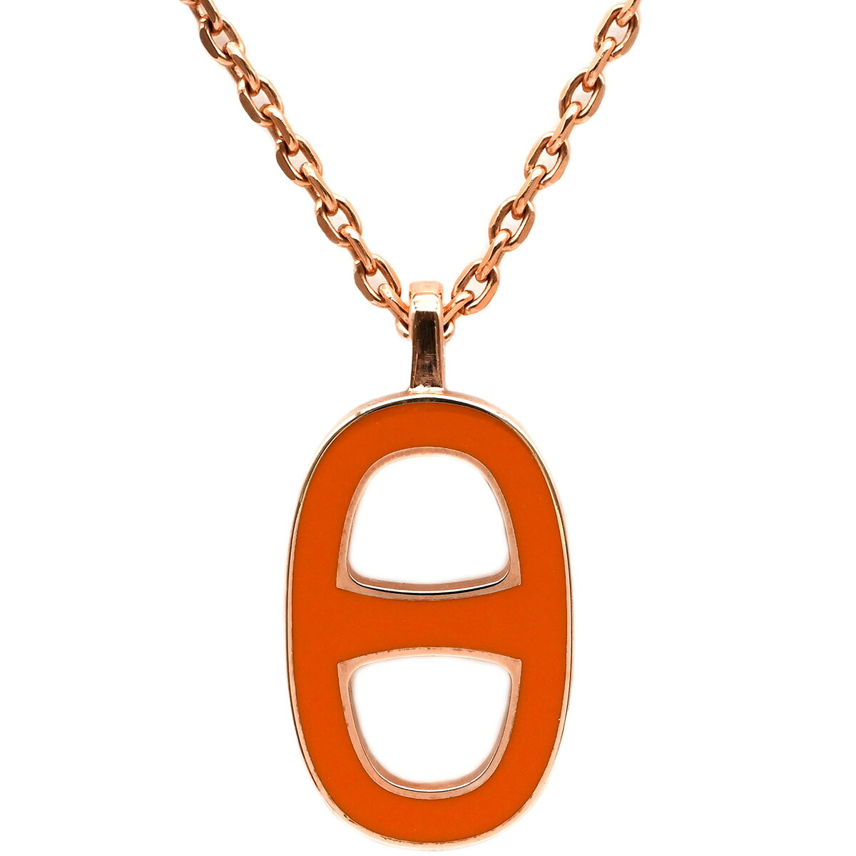 ＼ポイント2倍 &最大5万円割引クーポン4/4 20時から／ エルメス HERMES ネックレス イリアード ネックレス GP ラッカー オレンジ×ピンクゴールド ローズゴールド金具 シェーヌダンクル　【箱】【中古】