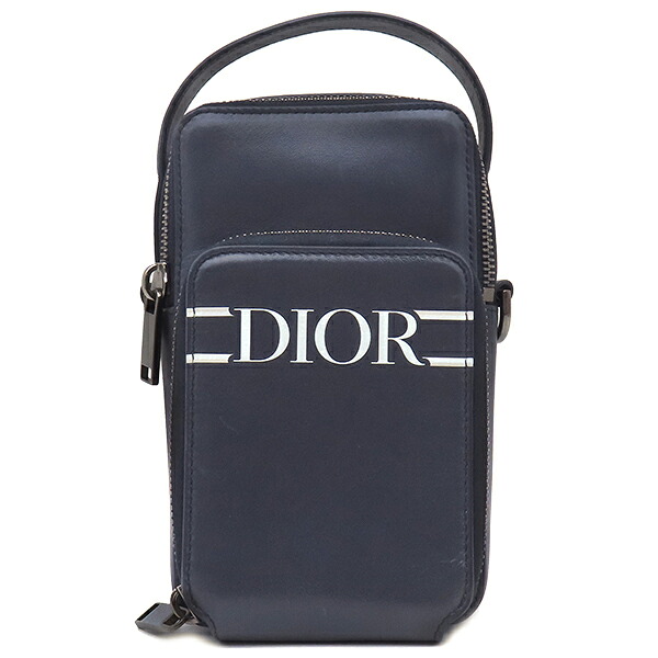 ＼ポイント10倍／ クリスチャン・ディオール Christian Dior 2WAYバッグ マイクロ ポーチ キャンバス レザー ネイビー シルバー金具 紺 クロスボディ 2ESCA326VLM_36BU 【保存袋】【中古】 65,450円
