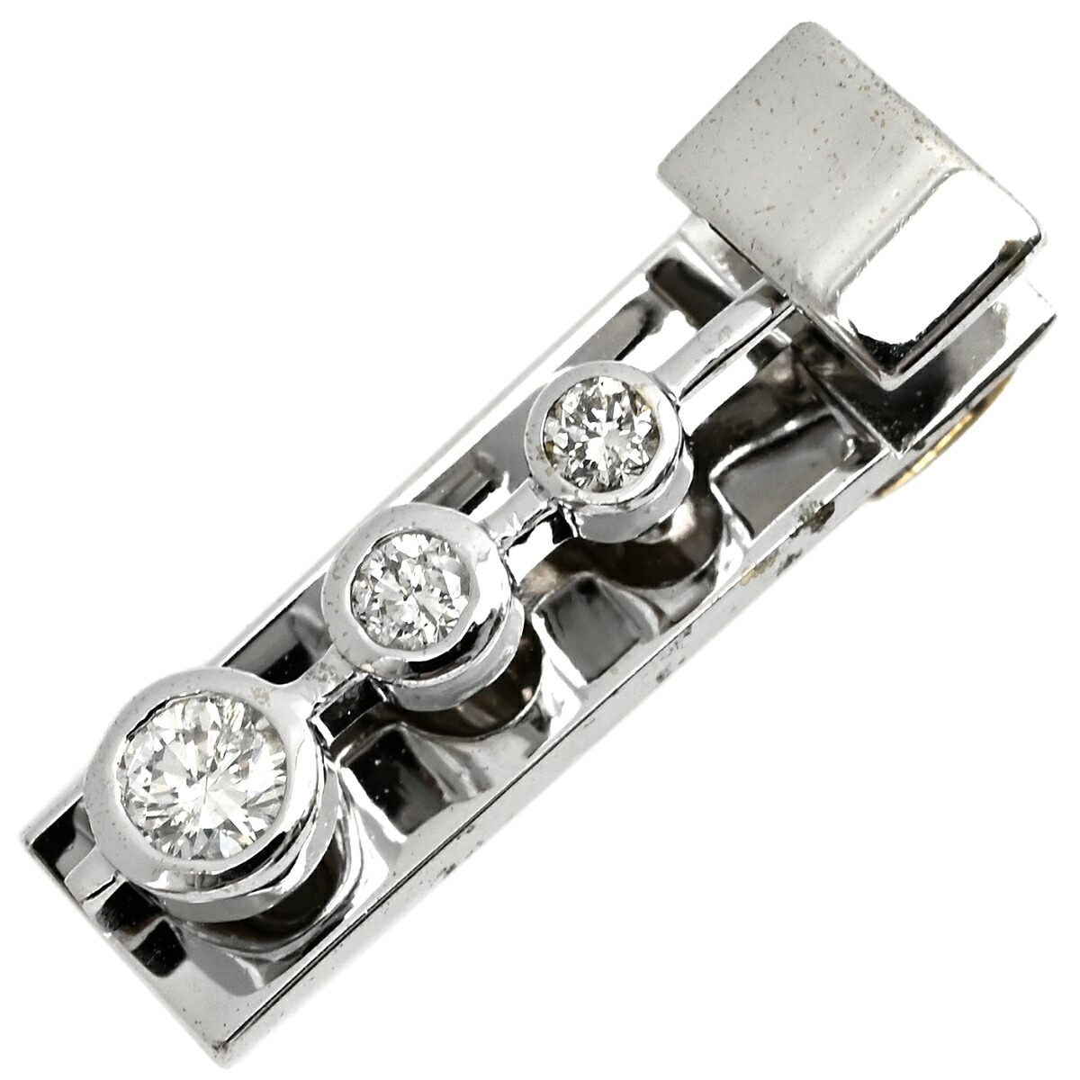 ペンダントトップ ダイヤ K18WG ダイヤモンド ホワイトゴールド 3石 3連 ドロップ 【中古】