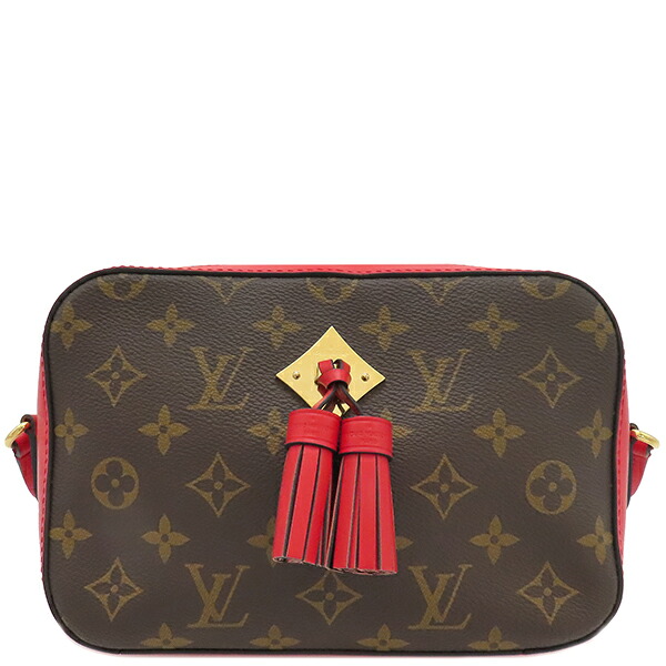 ＼ポイント2倍／ ルイヴィトン LOUIS VUITTON ショルダーバッグ サントンジュ モノグラムキャンバス コクリコ ゴールド金具 茶 赤 斜め掛け M43555 CA1199【中古】