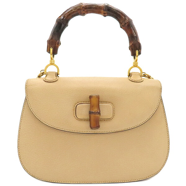 グッチ GUCCI 2WAYバッグ バンブー 1947 レザー ベージュ ゴールド金具 トップハンドルバッグ 【中古】