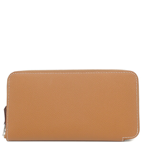 エルメス HERMES 長財布 アザップロング シルクイン ヴォーエプソン ゴールド シルバー金具 新品 未使用 茶 ラウンドファスナー K刻印(2025年製) 【箱】【中古】