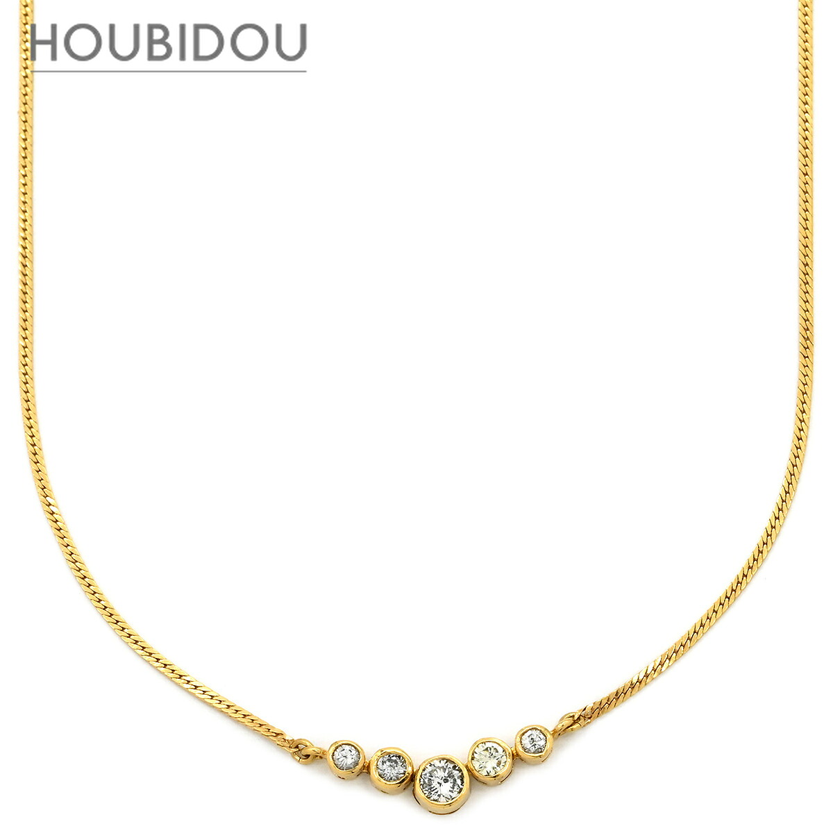 ネックレス ダイヤペンダント イエローゴールド 18K Au750 18金 5P 5石 5粒 5連 ダイヤモンド 0.50ct 【中古】|HOUBIDOU 心斎橋店