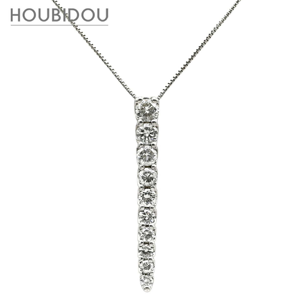ネックレス ダイヤ ペンダント ホワイトゴールド ホワイトゴールド 10P 10石 10粒 ラインネックレス 【中古】|HOUBIDOU 心斎橋店