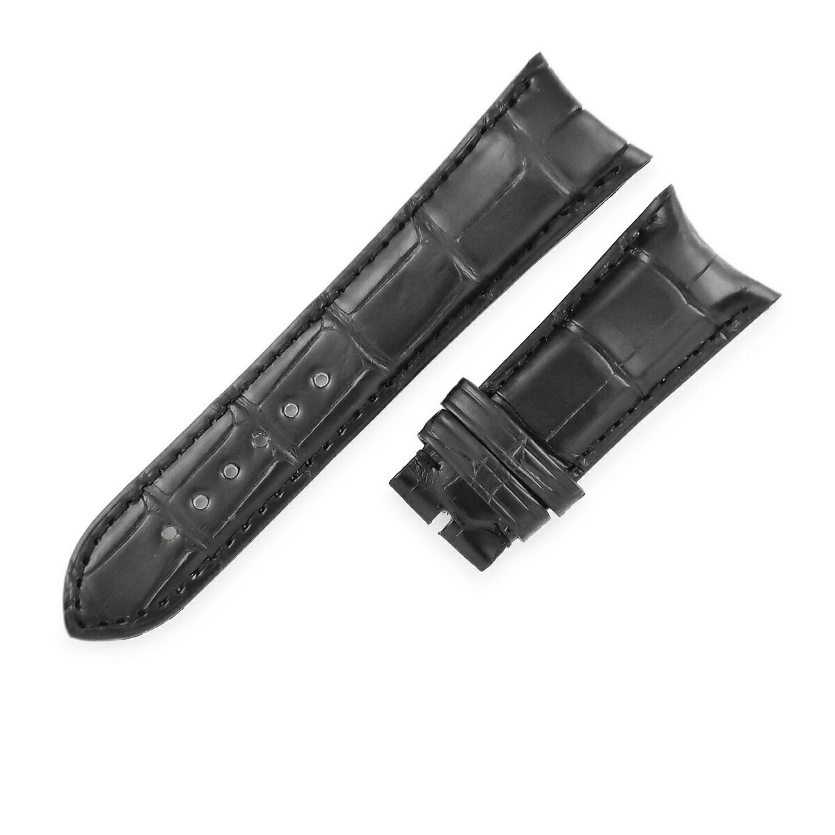 ブルガリ BVLGARI 腕時計パーツ 純正 クロコバンド クロコダイル ブラック 未使用 替え ベルト ストラップ 22mm ブラック 黒 【中古】