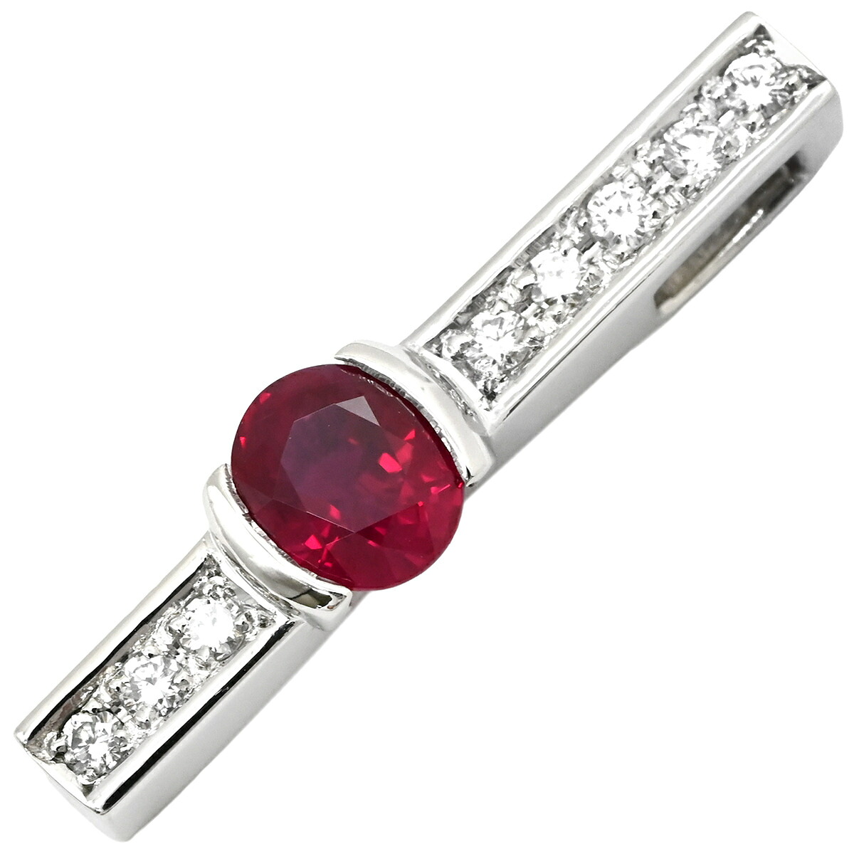 ＼ポイント5倍 &最大5万円割引クーポン4/4 20時から／ TASAKI TASAKI ペンダントトップ ルビー ダイヤ レッド×プラチナシルバー タサキ 田崎 Pt900 赤 レッド ネックレストップ パヴェ バー ラインデザイン 【中古】