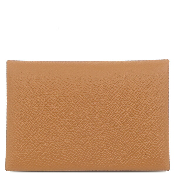 エルメス HERMES カードケース カルヴィ デュオ ヴォーエプソン ゴールド シルバー金具 新品 未使用 茶 フラグメントケース K刻印(2025年購入) 【箱】【中古】