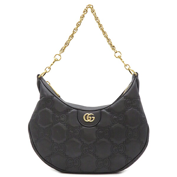 ＼ポイント5倍／ グッチ GUCCI ショルダーバッグ GGマトラッセ レザー ブラック ゴールド金具 黒 GG 739709【中古】