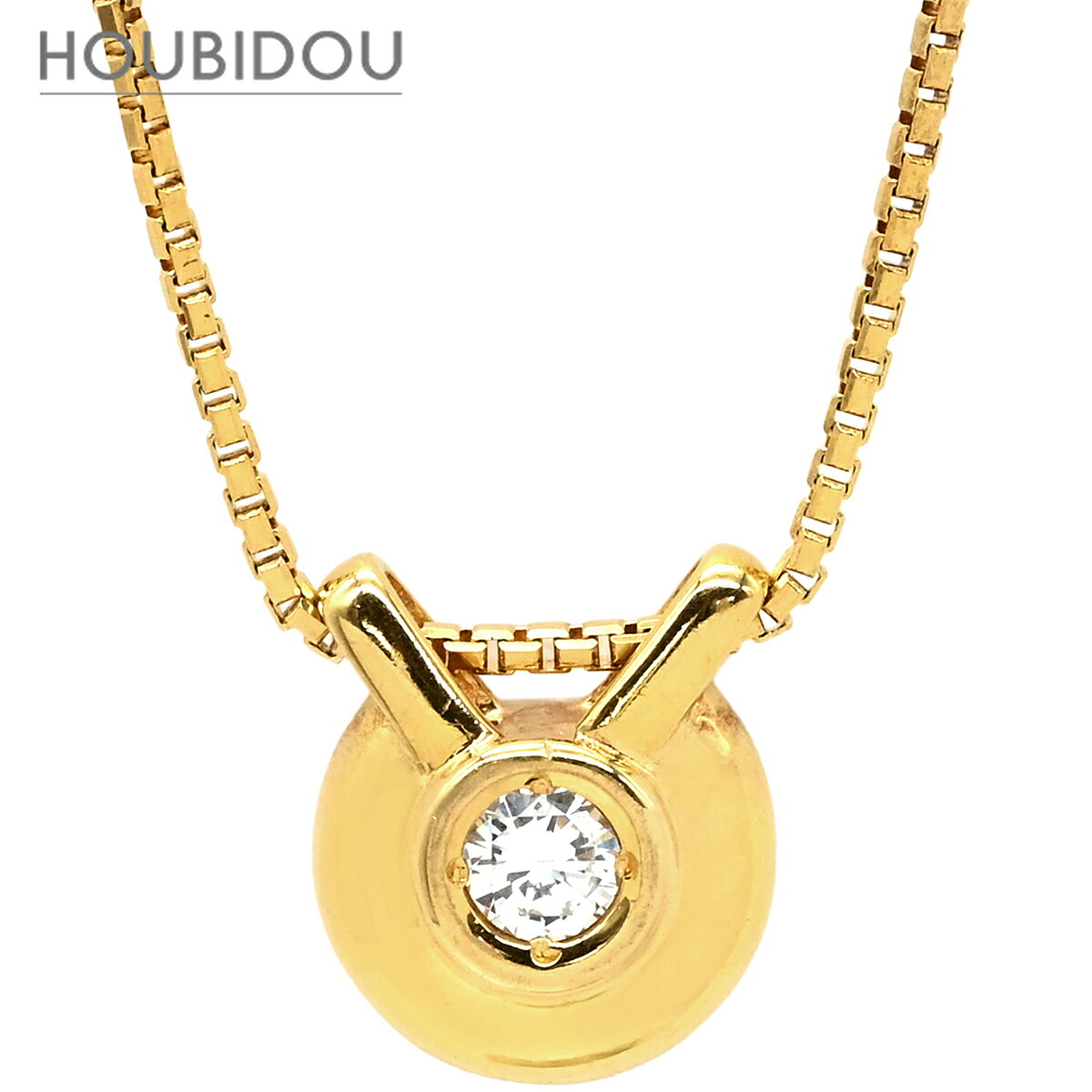 ネックレス ダイヤ ペンダント イエローゴールド Au750 18K 18金 1P 1石 1粒 ラウンド 【中古】｜HOUBIDOU 心斎橋店 65,934円