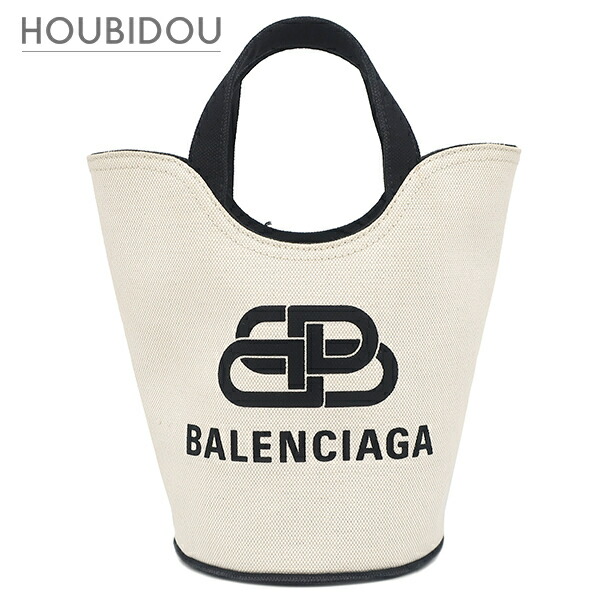 \ポイント2倍/ バレンシアガ Balenciaga 2WAYバッグ ウェーブ XS キャンバス ホワイト×ブラック シルバー金具 トートバッグ ショルダーバッグ 白 黒 619979【中古】|HOUBIDOU 心斎橋店