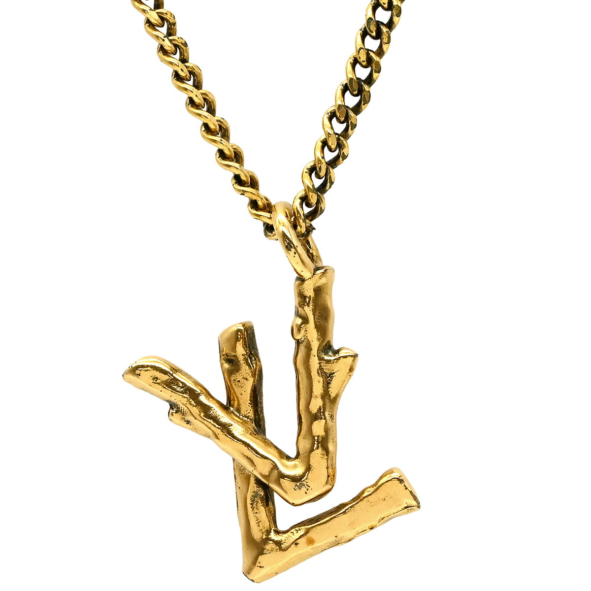 ＼ポイント5倍 &最大5万円割引クーポン4/4 20時から／ ルイヴィトン LOUIS VUITTON ネックレス LVトゥイッグ ペンダント GP ゴールド ヴィンテージ金具 ゴールド金具 小枝 木 ロゴ MP2456 LE0139【中古】