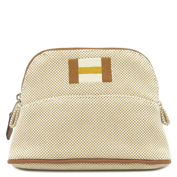 エルメス HERMES ポーチ ボリードポーチ カザック ミニミニ コットン ミエル シルバー金具 ナチュラル H103970M 06 【箱】【中古】 31,200円