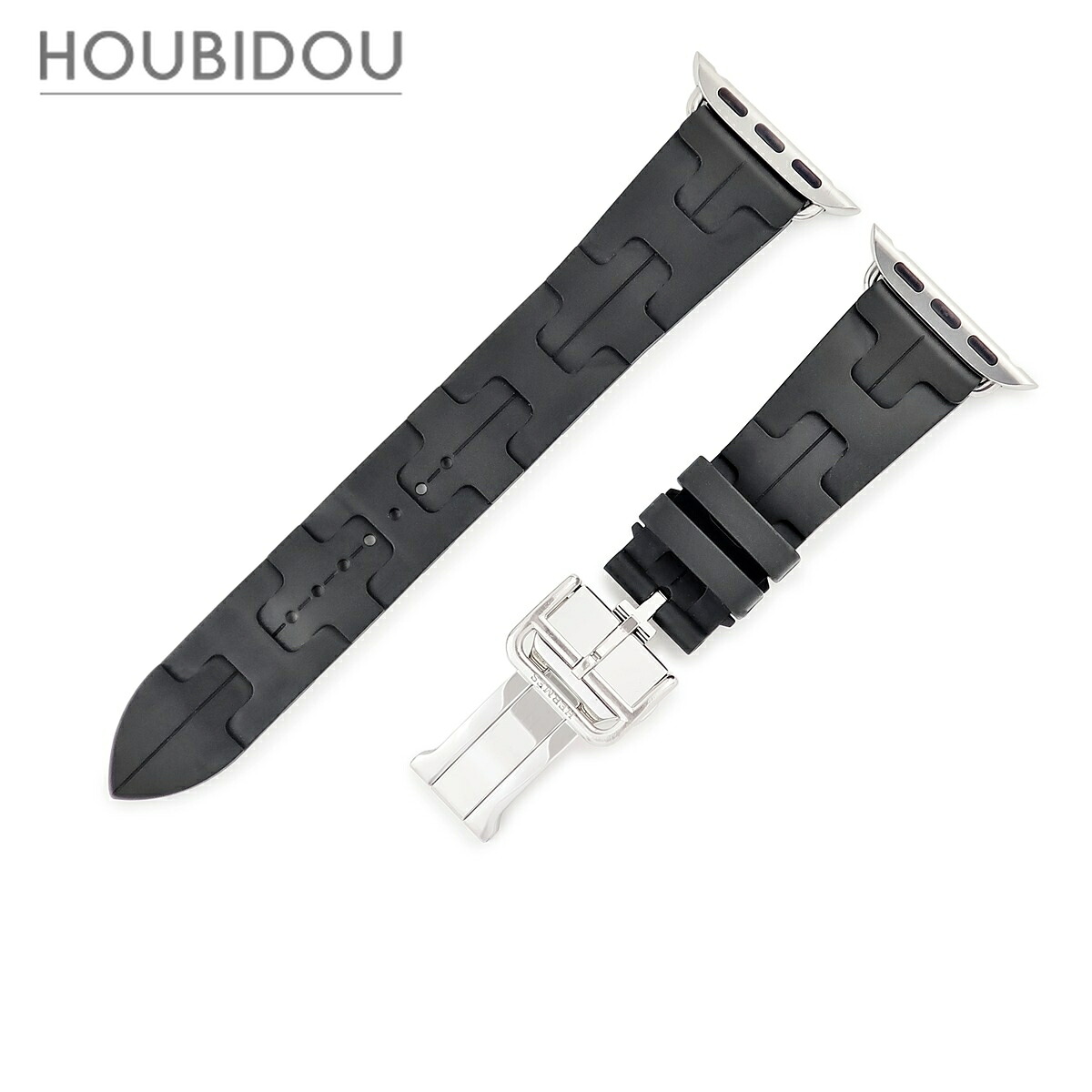 ＼5%OFF大売り出し ＆最大限度5万円銀行割引クーポン券 量目押さえる／ エルメス HERMES ウオッチ一部分 完全無欠 アップルウォッチ 32粍用 キリム シンプルトゥール 天然ゴム ステンレス鋼スチール写真 黒いこと 天然ゴム 胴締め 20粍 バックル付き添い人 金具付き添い人 【中古】