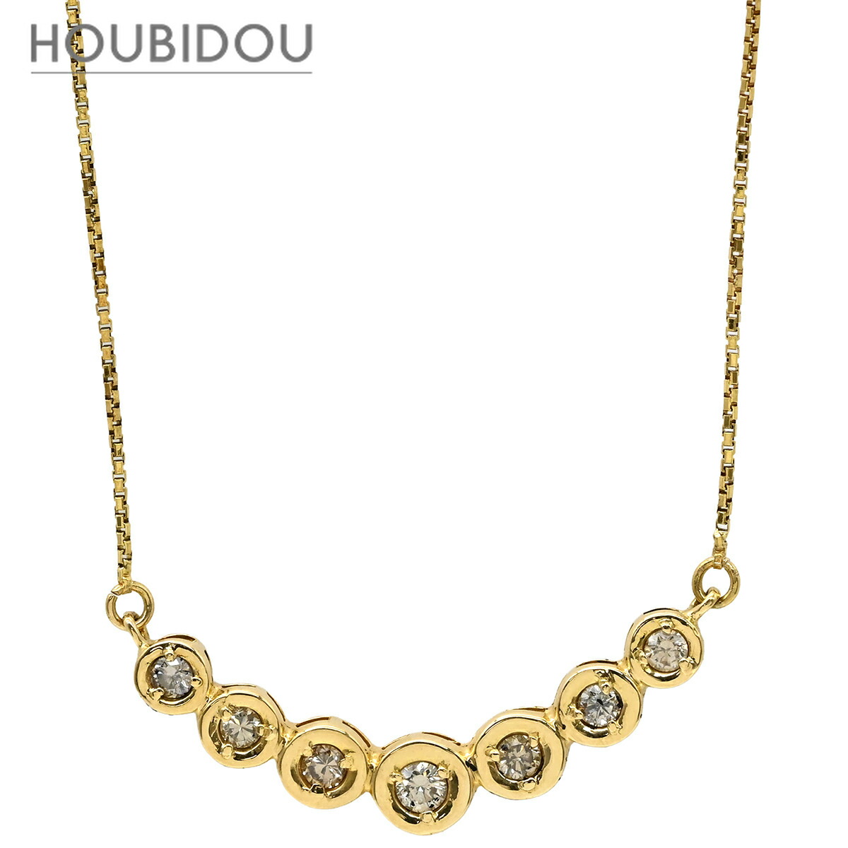 ネックレス ダイヤモンド 0.30ct ペンダント イエローゴールド 750 18K 7P 7粒 7石 ブリリアントカット 【中古】|HOUBIDOU 心斎橋店