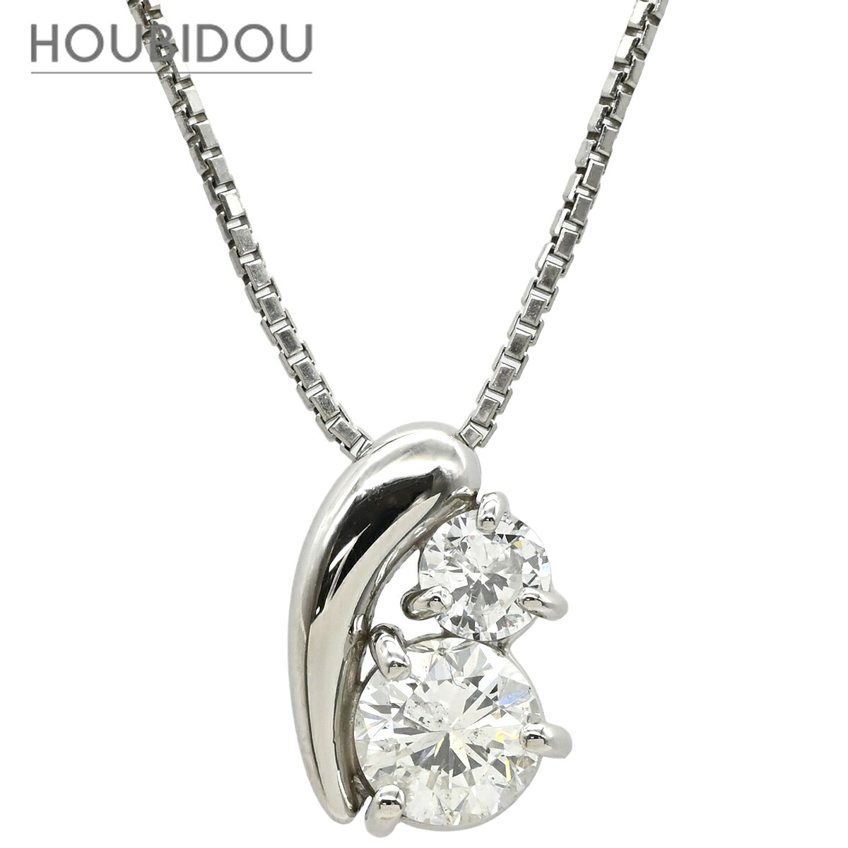 ネックレス ダイヤモンド 1.00ct ペンダント プラチナシルバー 2P 2石 2粒 プラチナム ツインダイヤ ペンダント 【中古】｜HOUBIDOU 心斎橋店
