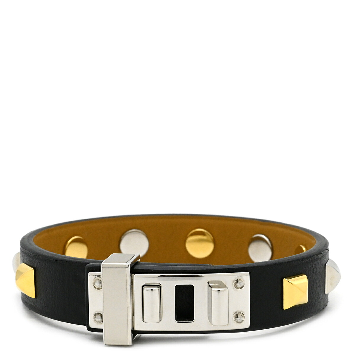 ＼ポイント2倍 &最大5万円割引クーポン4/4 20時から／ エルメス HERMES ブレスレット ミニドッグ クルー カレ スイフト メタル ブラック T2 ゴールド金具 シルバー金具 黒 X刻印 【保存袋】【中古】