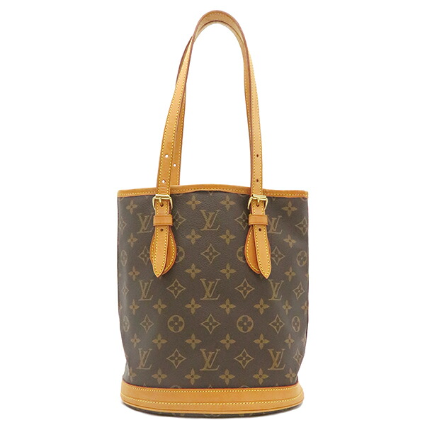 ＼ポイント2倍／ ルイヴィトン LOUIS VUITTON ショルダーバッグ バケットPM モノグラムキャンバス モノグラム ゴールド金具 茶 プチ バケット ポーチ付き M42238 AR0031 【保存袋】【中古】