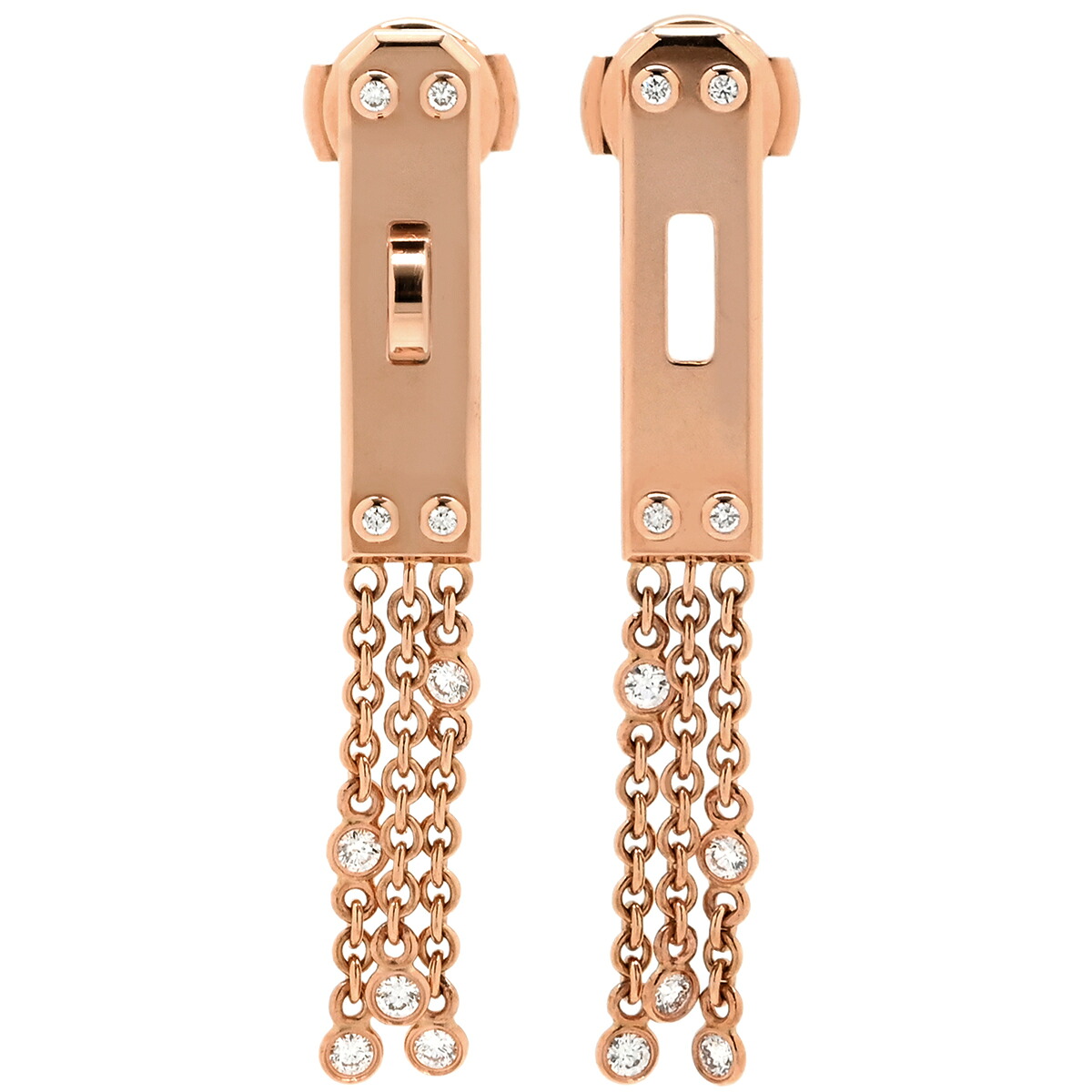 ＼ポイント5倍 &最大5万円割引クーポン4/4 20時から／ エルメス HERMES ピアス ケリー ガヴロッシュ PM ダイヤ ローズゴールド ピンクゴールド 750AU 18K PG 18石 クラスプモチーフ H222513B【中古】