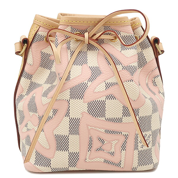 ルイヴィトン LOUIS VUITTON ショルダーバッグ ナノ ノエ ダミエアズールキャンバス ダミエアズール タヒチ ゴールド金具 白 ピンク N60052 RFID/AR2107【中古】