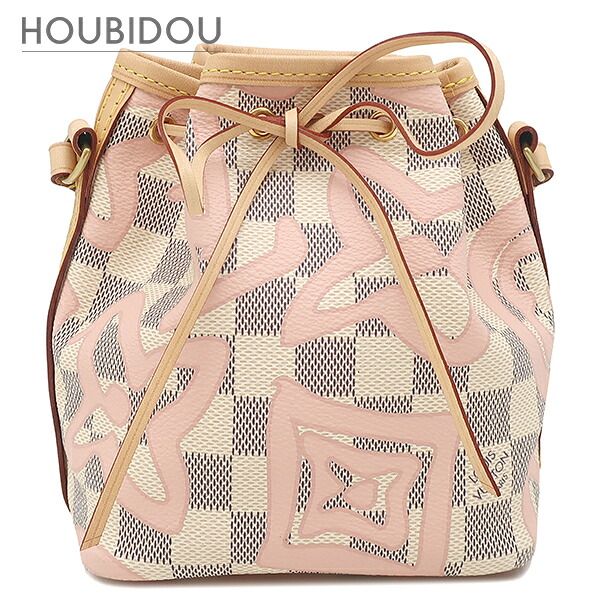＼ポイント2倍／ ルイヴィトン Louis Vuitton ショルダーバッグ ナノ ノエ ダミエアズールキャンバス ダミエアズール タヒチ ゴールド金具 白 ピンク N60052 RFID/AR2107【中古】｜HOUBIDOU 心斎橋店 119,000円