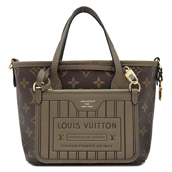 ルイヴィトン LOUIS VUITTON 2WAYバッグ ネヴァーフル インサイドアウト BB モノグラムキャンバス グレインレザー モノグラム×ダークファンゴ ゴールド金具 リバーシブル グレージュ M12109 RFID 【保存袋】【中古】