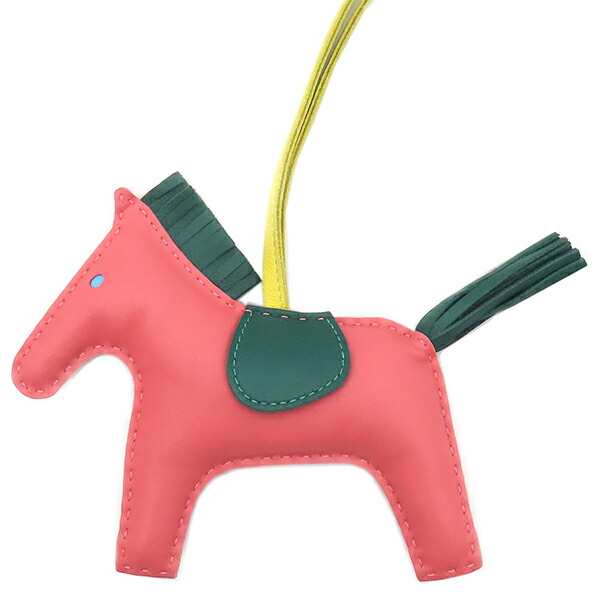 ＼ポイント2倍／ エルメス HERMES バッグチャーム ロデオMM アニョーミロ ローズアザレ×マラカイト×ライム ピンク 緑 黄色 馬モチーフ 【箱】【中古】