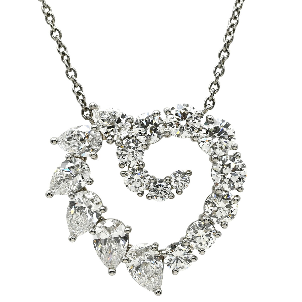 ＼最大5万円割引クーポン 4/4 20時から 数量限定／ ハリーウィンストン Harry Winston ネックレス オープンクラスター ダイヤ ハート ラージ Pt950 ダイヤモンド プラチナシルバー PEDPHSLGOC【中古】 1,008,000円