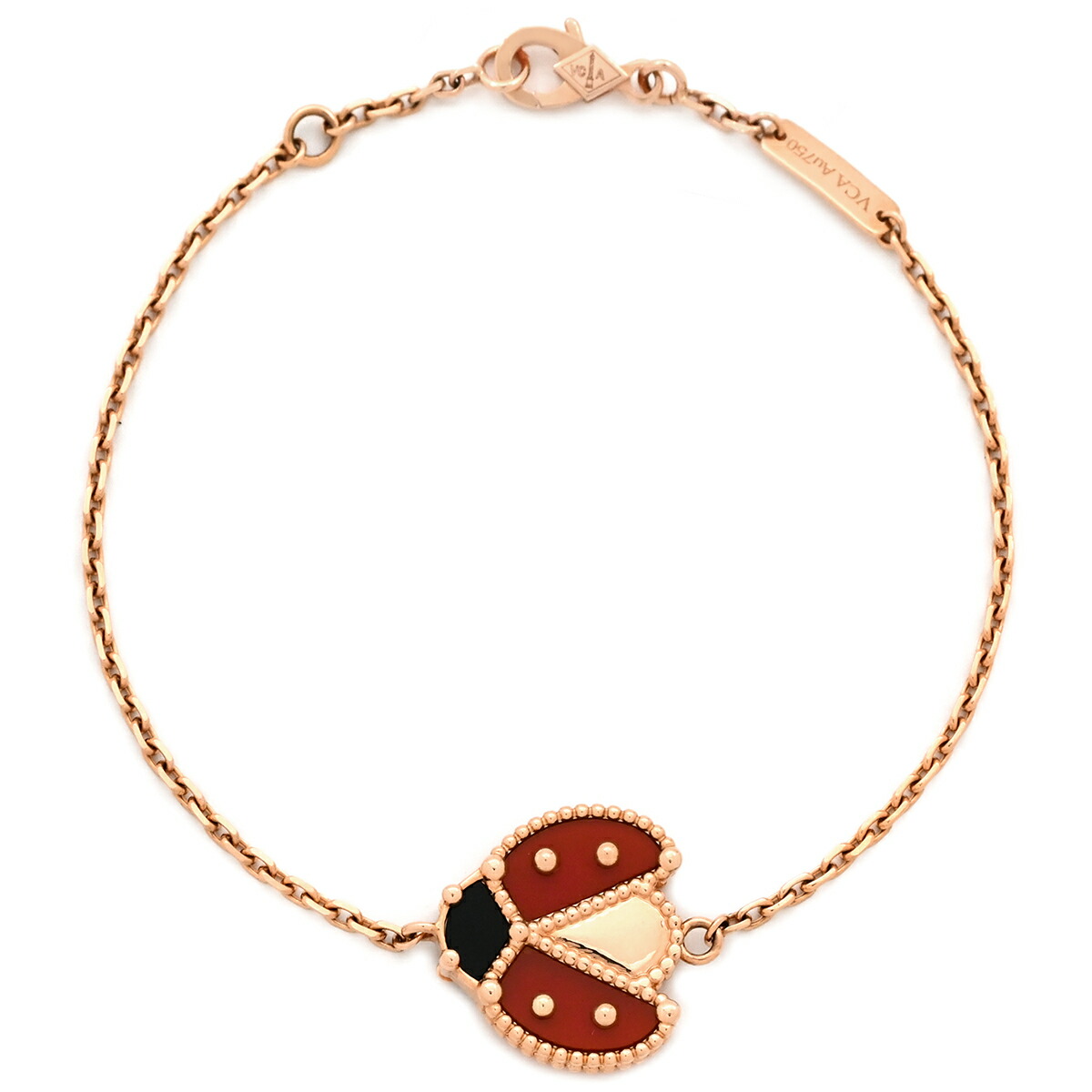 ヴァンクリーフアーペル Van Cleef & Arpels ブレスレット ラッキースプリング オープンウィング レディバグ ローズゴールド オニキス カーネリアン VCARP7R100 【保証書】【中古】