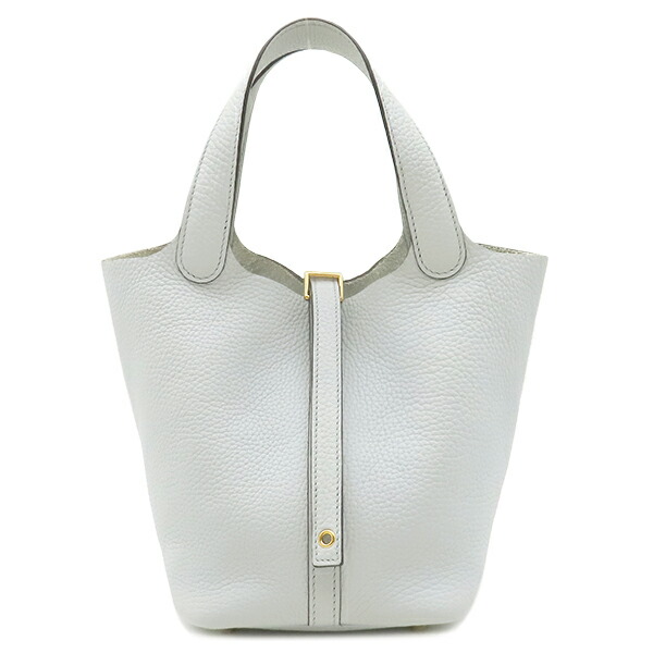 ＼最大5万円割引クーポン 4/4 20時から 数量限定／ エルメス HERMES ハンドバッグ ピコタンロックPM トリヨンクレマンス ブルーペール ゴールド金具 水色 Y 【箱】【中古】